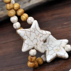 Best 1pc Pendant Necklace Beaded Necklace For Women's Street Gift Birthday Party Wooden Stone Handmade Friends Star / Long Necklace / Bead Necklace Women Trendy Jewelry
