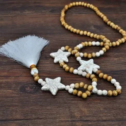 Best 1pc Pendant Necklace Beaded Necklace For Women's Street Gift Birthday Party Wooden Stone Handmade Friends Star / Long Necklace / Bead Necklace Women Trendy Jewelry