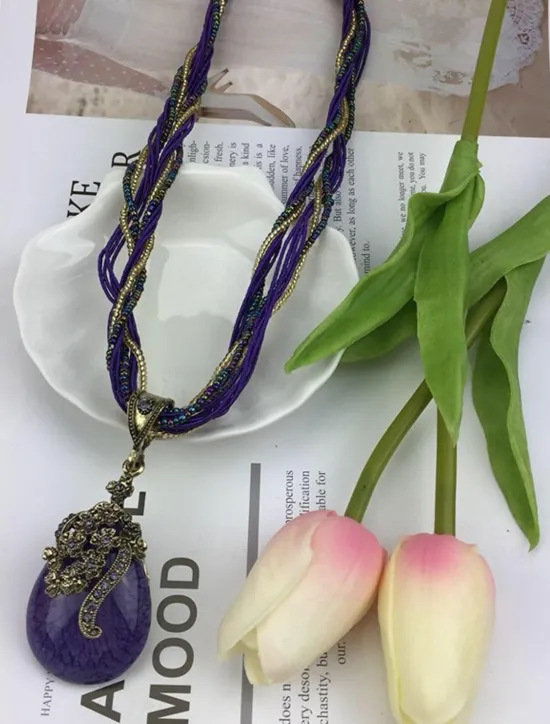 1PC Pendant Necklace For Women's Wedding Street Birthday Party Alloy Water Drop Necklace Pear Women Trendy Jewelry