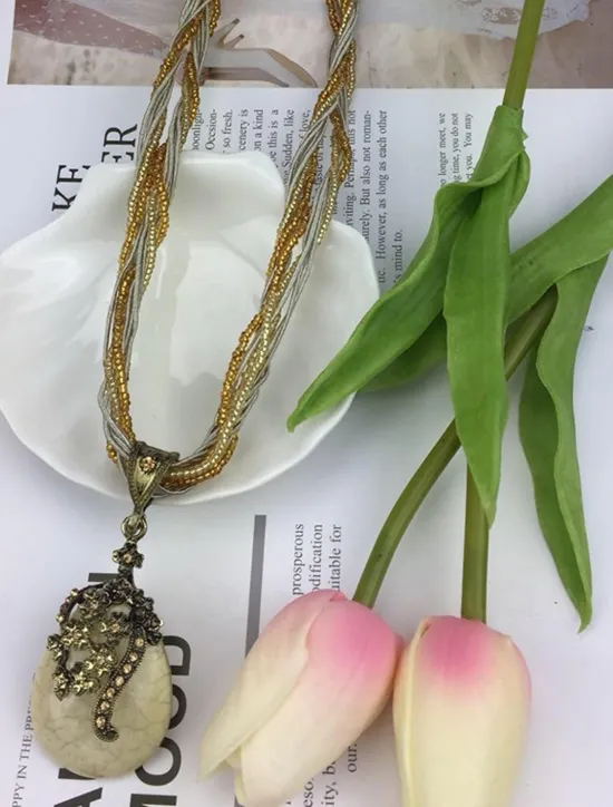 1PC Pendant Necklace For Women's Wedding Street Birthday Party Alloy Water Drop Necklace Pear Women Trendy Jewelry