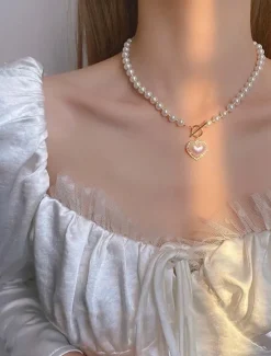 1PC Pendant Necklace For Women's Wedding Party Evening Gift Alloy Classic Heart Women Trendy Jewelry