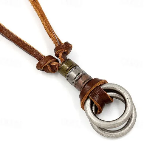 New 1PC Pendant Necklace Necklace For Men's Women's Street Gift Beach PU Leather Alloy Retro Graduation Weave Women Trendy Jewelry