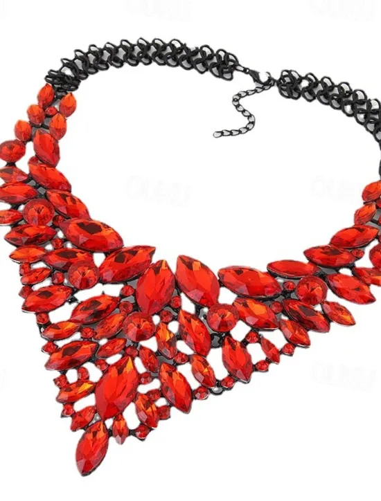 Discount 1PC Statement Necklace Crystal Necklace For Women's Wedding Party Evening Alloy Retro Alphabet Shape Precious Women Trendy Jewelry