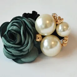 Online 1pc Women's Hair Ties Scrunchie For Street Daily Holiday Handmade Pearl Fabric Light Pink Light Purple Green Women Accessories