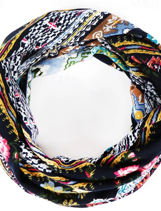 New 1pcs Bohemia Soft Flower Print Beanie Hat Thin Style Comfortable Cap Circumference 56-58CM Women Hats