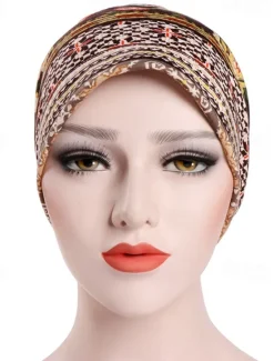 New 1pcs Bohemia Soft Flower Print Beanie Hat Thin Style Comfortable Cap Circumference 56-58CM Women Hats