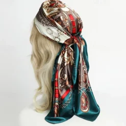 Clearance 1pcs 90*90cm Fashion Chain Print Scarves Women Shawl Satin Hijab Female Bandana Square Ladies Foulard Wrap Pareo Headcloth Women Scarves
