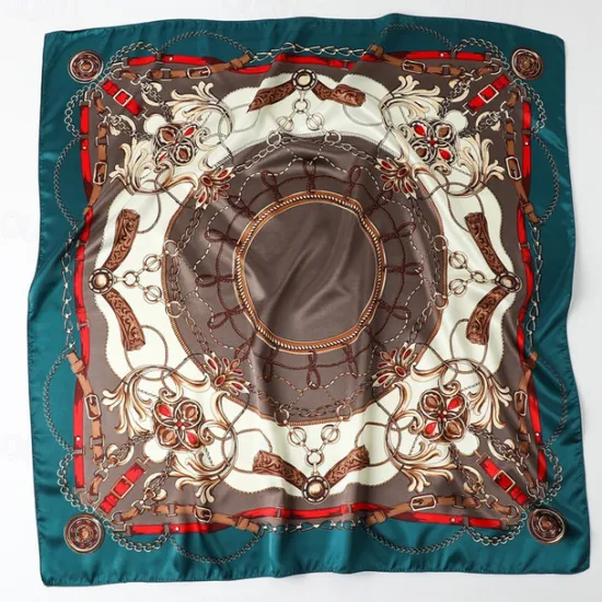 Clearance 1pcs 90*90cm Fashion Chain Print Scarves Women Shawl Satin Hijab Female Bandana Square Ladies Foulard Wrap Pareo Headcloth Women Scarves
