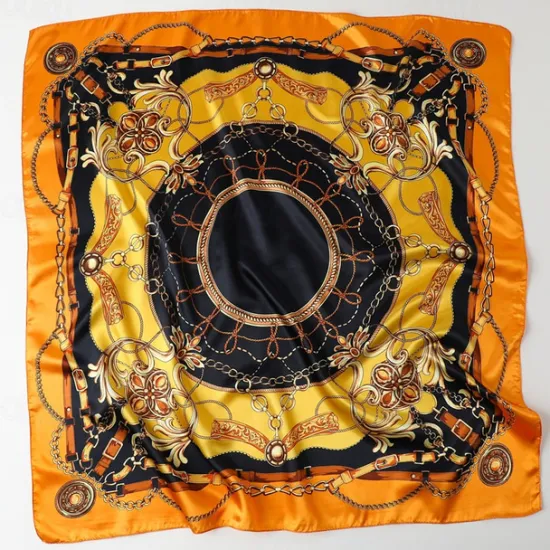 Clearance 1pcs 90*90cm Fashion Chain Print Scarves Women Shawl Satin Hijab Female Bandana Square Ladies Foulard Wrap Pareo Headcloth Women Scarves