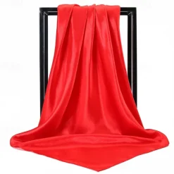 Best 1pcs 90*90cm Solid Colors Neckerchief Hijab Scarf For Women Silk Satin Headband Hair Scarves Female Square Shawls Head Scarfs For Ladies Women Scarves