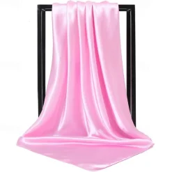 Best 1pcs 90*90cm Solid Colors Neckerchief Hijab Scarf For Women Silk Satin Headband Hair Scarves Female Square Shawls Head Scarfs For Ladies Women Scarves