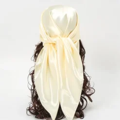 Best 1pcs 90*90cm Solid Colors Neckerchief Hijab Scarf For Women Silk Satin Headband Hair Scarves Female Square Shawls Head Scarfs For Ladies Women Scarves
