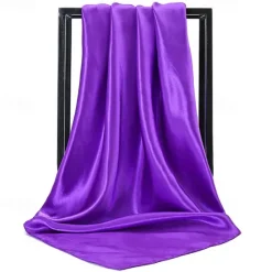 Best 1pcs 90*90cm Solid Colors Neckerchief Hijab Scarf For Women Silk Satin Headband Hair Scarves Female Square Shawls Head Scarfs For Ladies Women Scarves