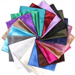 Best 1pcs 90*90cm Solid Colors Neckerchief Hijab Scarf For Women Silk Satin Headband Hair Scarves Female Square Shawls Head Scarfs For Ladies Women Scarves