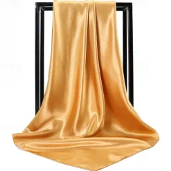 Best 1pcs 90*90cm Solid Colors Neckerchief Hijab Scarf For Women Silk Satin Headband Hair Scarves Female Square Shawls Head Scarfs For Ladies Women Scarves