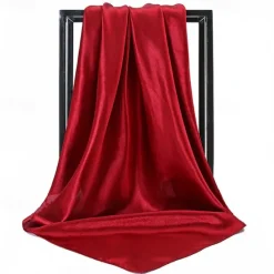 Best 1pcs 90*90cm Solid Colors Neckerchief Hijab Scarf For Women Silk Satin Headband Hair Scarves Female Square Shawls Head Scarfs For Ladies Women Scarves