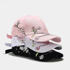 New 1pcs New High Quality Unisex Cotton Outdoor Baseball Cap Plum Embroidery Snapback Fashion Sports Hats For Men & Women Cap Women Hats
