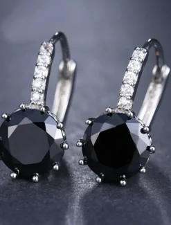 Hot 2pcs Stud Earrings Hoop Earrings For Women's Cubic Zirconia Citrine Wedding Party Casual Zircon Alloy Solitaire Round Cut Graduation Women Trendy Jewelry