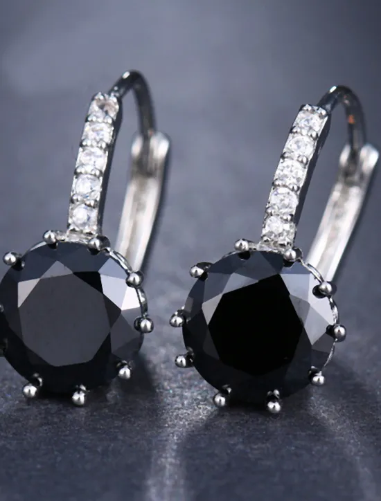 Hot 2pcs Stud Earrings Hoop Earrings For Women's Cubic Zirconia Citrine Wedding Party Casual Zircon Alloy Solitaire Round Cut Graduation Women Trendy Jewelry