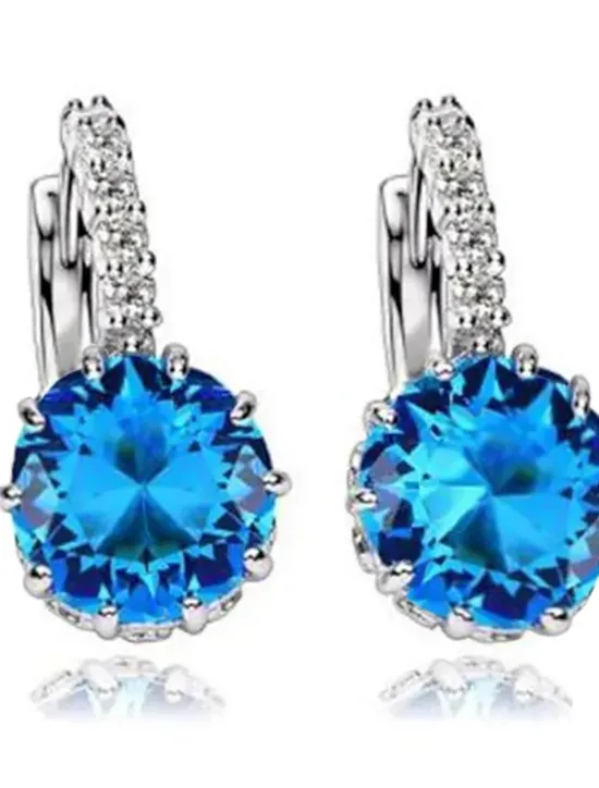 Hot 2pcs Stud Earrings Hoop Earrings For Women's Cubic Zirconia Citrine Wedding Party Casual Zircon Alloy Solitaire Round Cut Graduation Women Trendy Jewelry