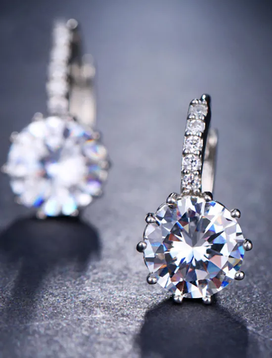Hot 2pcs Stud Earrings Hoop Earrings For Women's Cubic Zirconia Citrine Wedding Party Casual Zircon Alloy Solitaire Round Cut Graduation Women Trendy Jewelry