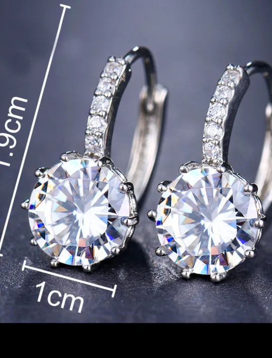 Hot 2pcs Stud Earrings Hoop Earrings For Women's Cubic Zirconia Citrine Wedding Party Casual Zircon Alloy Solitaire Round Cut Graduation Women Trendy Jewelry