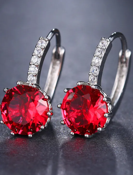 Hot 2pcs Stud Earrings Hoop Earrings For Women's Cubic Zirconia Citrine Wedding Party Casual Zircon Alloy Solitaire Round Cut Graduation Women Trendy Jewelry