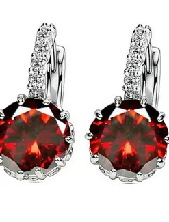Hot 2pcs Stud Earrings Hoop Earrings For Women's Cubic Zirconia Citrine Wedding Party Casual Zircon Alloy Solitaire Round Cut Graduation Women Trendy Jewelry