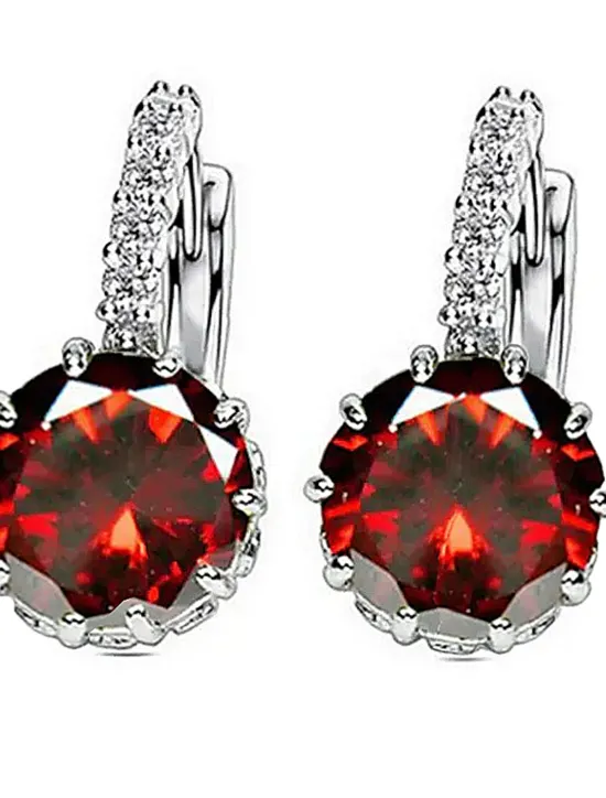 Hot 2pcs Stud Earrings Hoop Earrings For Women's Cubic Zirconia Citrine Wedding Party Casual Zircon Alloy Solitaire Round Cut Graduation Women Trendy Jewelry
