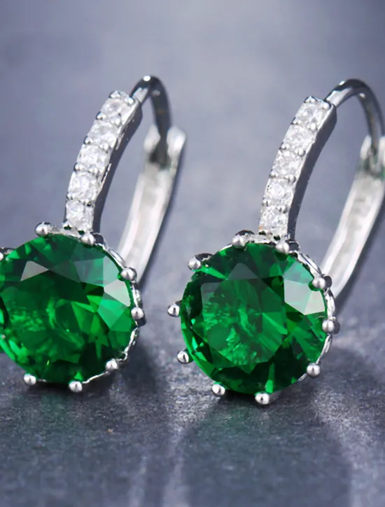Hot 2pcs Stud Earrings Hoop Earrings For Women's Cubic Zirconia Citrine Wedding Party Casual Zircon Alloy Solitaire Round Cut Graduation Women Trendy Jewelry