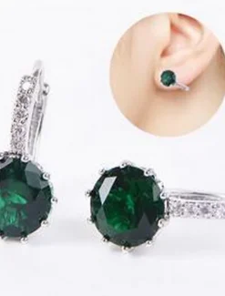 Hot 2pcs Stud Earrings Hoop Earrings For Women's Cubic Zirconia Citrine Wedding Party Casual Zircon Alloy Solitaire Round Cut Graduation Women Trendy Jewelry