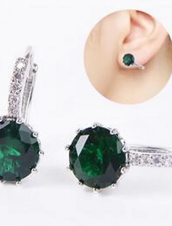Hot 2pcs Stud Earrings Hoop Earrings For Women's Cubic Zirconia Citrine Wedding Party Casual Zircon Alloy Solitaire Round Cut Graduation Women Trendy Jewelry
