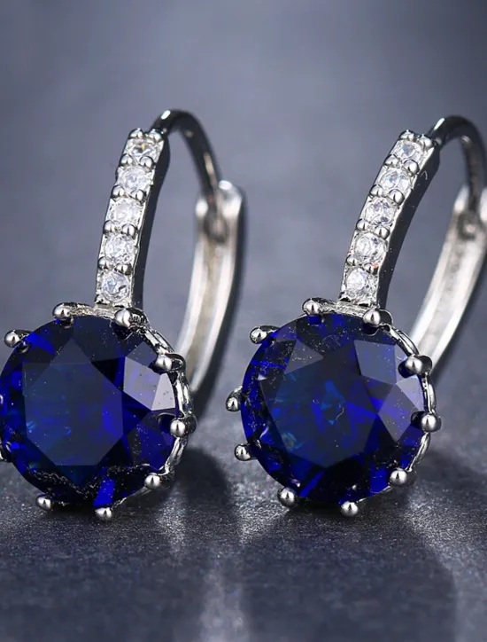 Hot 2pcs Stud Earrings Hoop Earrings For Women's Cubic Zirconia Citrine Wedding Party Casual Zircon Alloy Solitaire Round Cut Graduation Women Trendy Jewelry