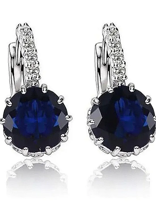 Hot 2pcs Stud Earrings Hoop Earrings For Women's Cubic Zirconia Citrine Wedding Party Casual Zircon Alloy Solitaire Round Cut Graduation Women Trendy Jewelry
