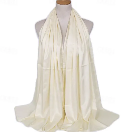 Discount 1pcs Women Silk Headscarf Hijab Scarf Long Muslim Shawl Turban Bandana Satin Scarves Head Wraps Women Scarves