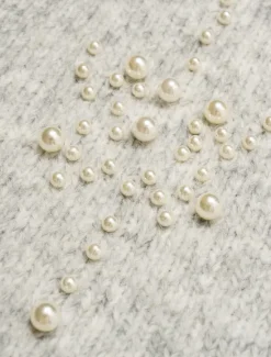 Hot Pearl Beaded Crew Neck Pullover Sweater Women Ugly Sweater