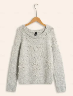 Hot Pearl Beaded Crew Neck Pullover Sweater Women Ugly Sweater