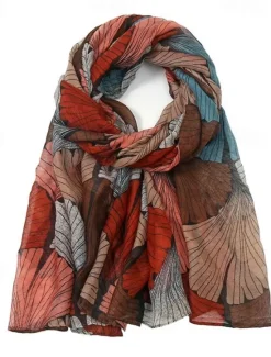Outlet Retro Plant Print Scarves Women Ginkgo Leaf Printing Shawl And Wraps Laday Foulard Flower Hijab Long Style Scarf Women Scarves