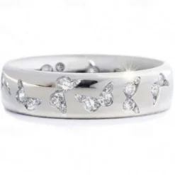 Discount rhinestone butterfly ring for women teen girls, elegant silver plated cubic zircon engagement ring, birthday anniverstay jewelry gift (blue, 6) Women Trendy Jewelry