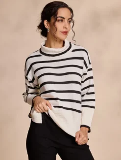 Online Ribbed Knit Bell Sleeve Turtle Neck Sweater Women Ugly Sweater