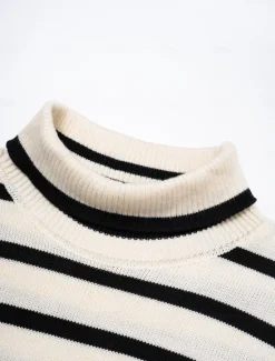 Online Ribbed Knit Bell Sleeve Turtle Neck Sweater Women Ugly Sweater