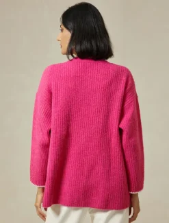 Clearance Ribbed Knit Wool Blend Drop Shoulder Cardigan Women Cardigans & Outerwears