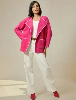 Clearance Ribbed Knit Wool Blend Drop Shoulder Cardigan Women Cardigans & Outerwears