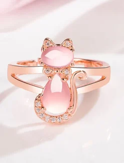 Discount Ring Wedding Geometrical Copper Cat Fashion Cute 1PC Valentine's Day Women Spring Accessories|Trendy Jewelry