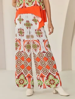 Satin Bohemia Wide Leg Pocket Pants Women Pants
