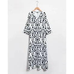 Clearance Satin Floral Geometric Maxi Dress Women Vacation Dresses