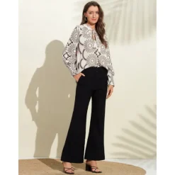 Best Satin Floral Print V Neck Shirt Women Blouses & Shirts