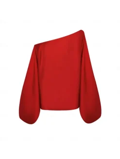 Outlet Satin Solid Puff Sleeve Cold Shoulder Culottes Suit Women Two Piece Sets