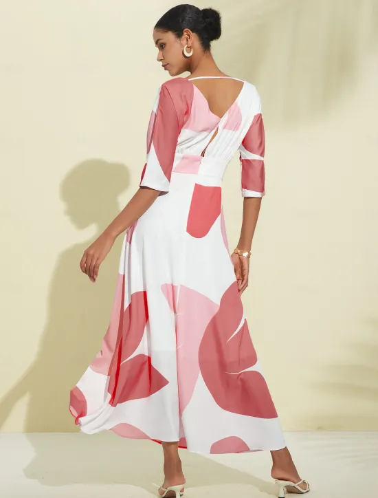 Satin Wedding Guest Pocket Floral V Neck Maxi Dress Women Vacation Dresses