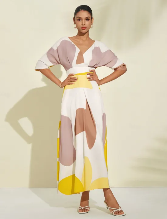 Satin Wedding Guest Pocket Floral V Neck Maxi Dress Women Vacation Dresses